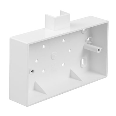 Marshall-Tufflex 2 Gang Mini Trunking Surface Shrouded Entry Box 32mm Deep Square Corners White (Pack of 10)