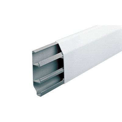 Marshall-Tufflex Sovereign Plus 75mm x 20mm x 3m PVC-U 3 Compartment Skirting Trunking Assembly (Base & Lid) White (Pack of 8)