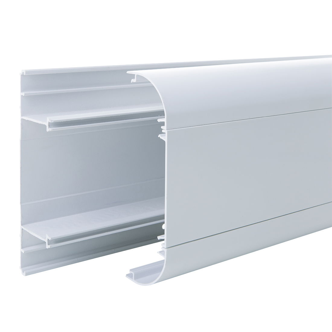Marshall-Tufflex Sterling Curve 167mm x 50mm x 3m PVC-U 3 Compartment Dado Trunking Assembly (Base & Top/Middle/Bottom Lids) White