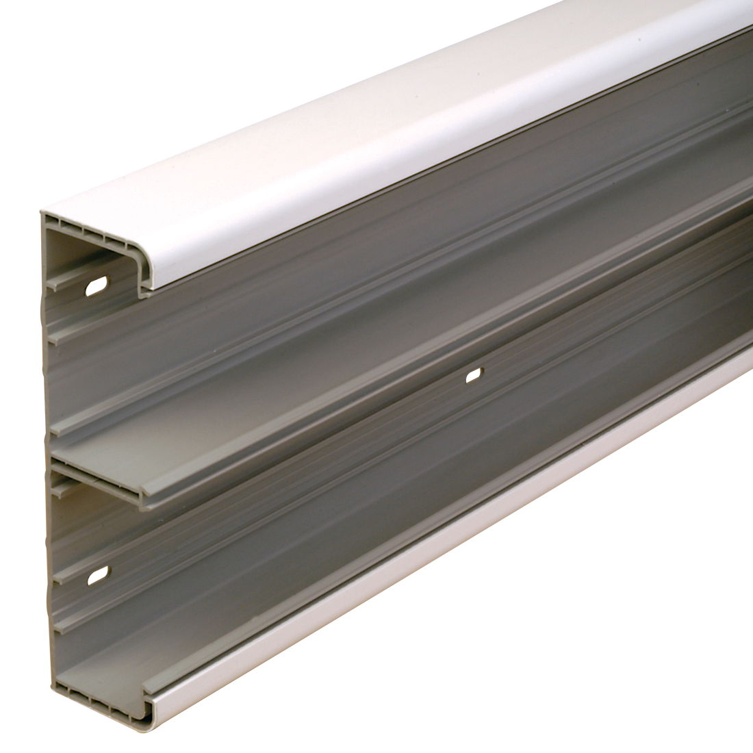 Marshall-Tufflex Twin Plus 210mm x 57mm x 3m PVC-U 2 Compartment Trunking Base White (Pack of 2)