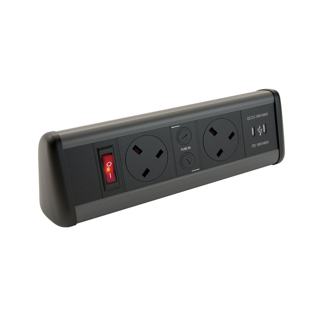 Marshall-Tufflex Desktop Module 2 Gang Power 1 x USB Type A + 1 x USB Type C
