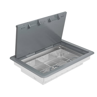 Marshall-Tufflex Empty Raised Floor Box 3-4 Compartment Steel Lid 357mm x 257mm Grey