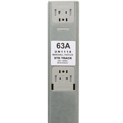 Marshall-Tufflex 63A Standard (Grey) Powertrack 2.4m 8 Outlets 300mm Pitch (Pack of 2)
