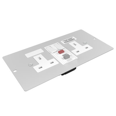 Marshall-Tufflex 3 Compartment 13A 2 Gang RCD Switched Socket Clean Earth