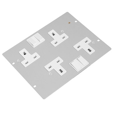 Marshall-Tufflex 4 Compartment 13A 2 x 2 Gang Switched Socket Clean Earth