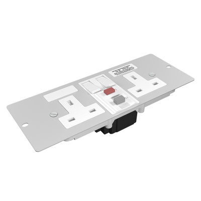 Marshall-Tufflex 4 Compartment 13A 2 Gang RCD Unswitched Socket Clean Earth
