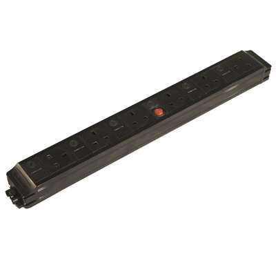 Marshall-Tufflex Power Module 6 x 3.15A Fused Unswitched Sockets Single Master Switch GST Input/Output Black