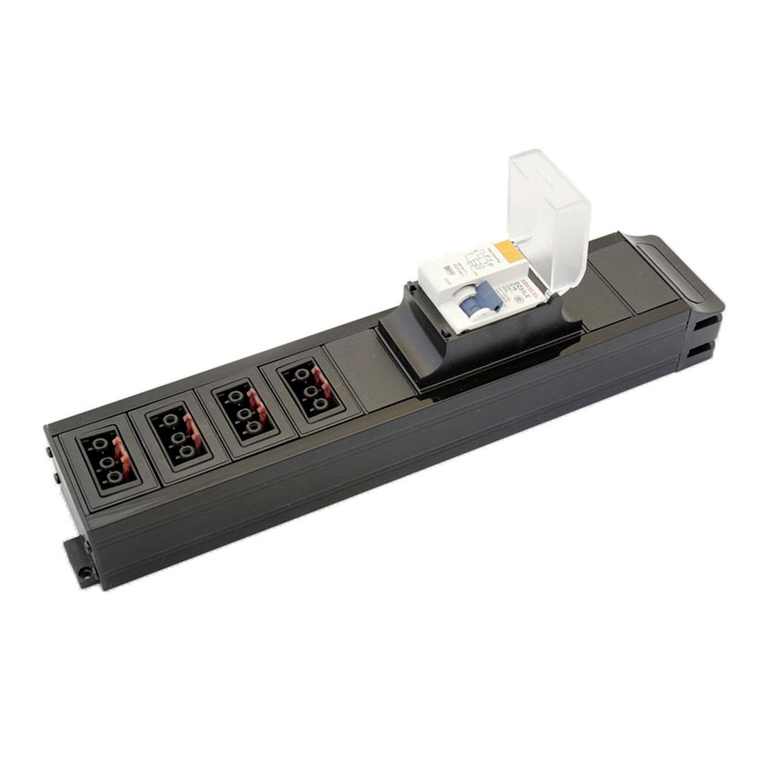 Marshall-Tufflex RCBO Power Module 16A 30mA Type C 20mm Gland Hole To Connector Block Input/4 x GST Output Black (Pack of 2)