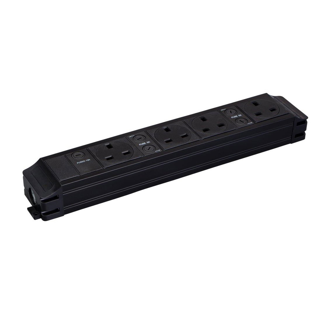 Marshall-Tufflex Power Module 4 x 13A Fused Switched Sockets 20mm Gland Hole To Connector Block Input/GST Output Black (Pack of 2)