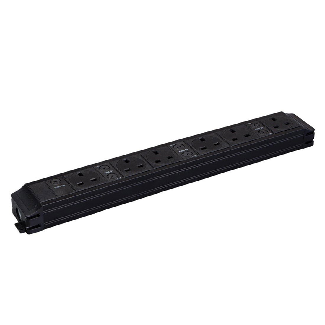 Marshall-Tufflex Power Module 6 x 13A Fused Switched Sockets 20mm Gland Hole To Connector Block Input/GST Output Black (Pack of 2)