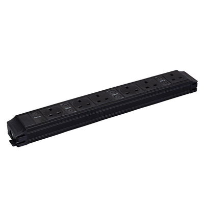 Marshall-Tufflex Power Module 6 x 13A Fused Switched Sockets 20mm Gland Hole To Connector Block Input/GST Output Black (Pack of 2)