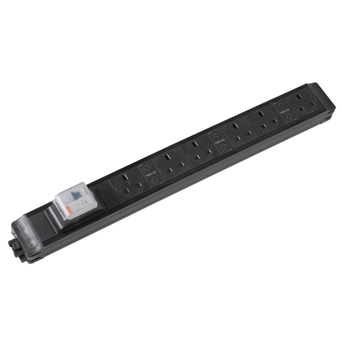 Marshall-Tufflex RCBO Power Module 16A 30mA Type C 6 x 13A Fused Switched Sockets 20mm Gland Hole GST Output Black (Pack of 2)