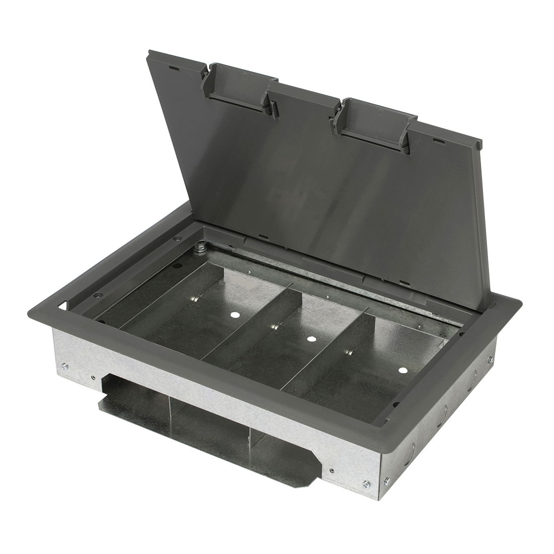 Marshall-Tufflex Empty In-Screed Floor Box 3-4 Compartment Plastic Lid 357mm x 257mm Grey