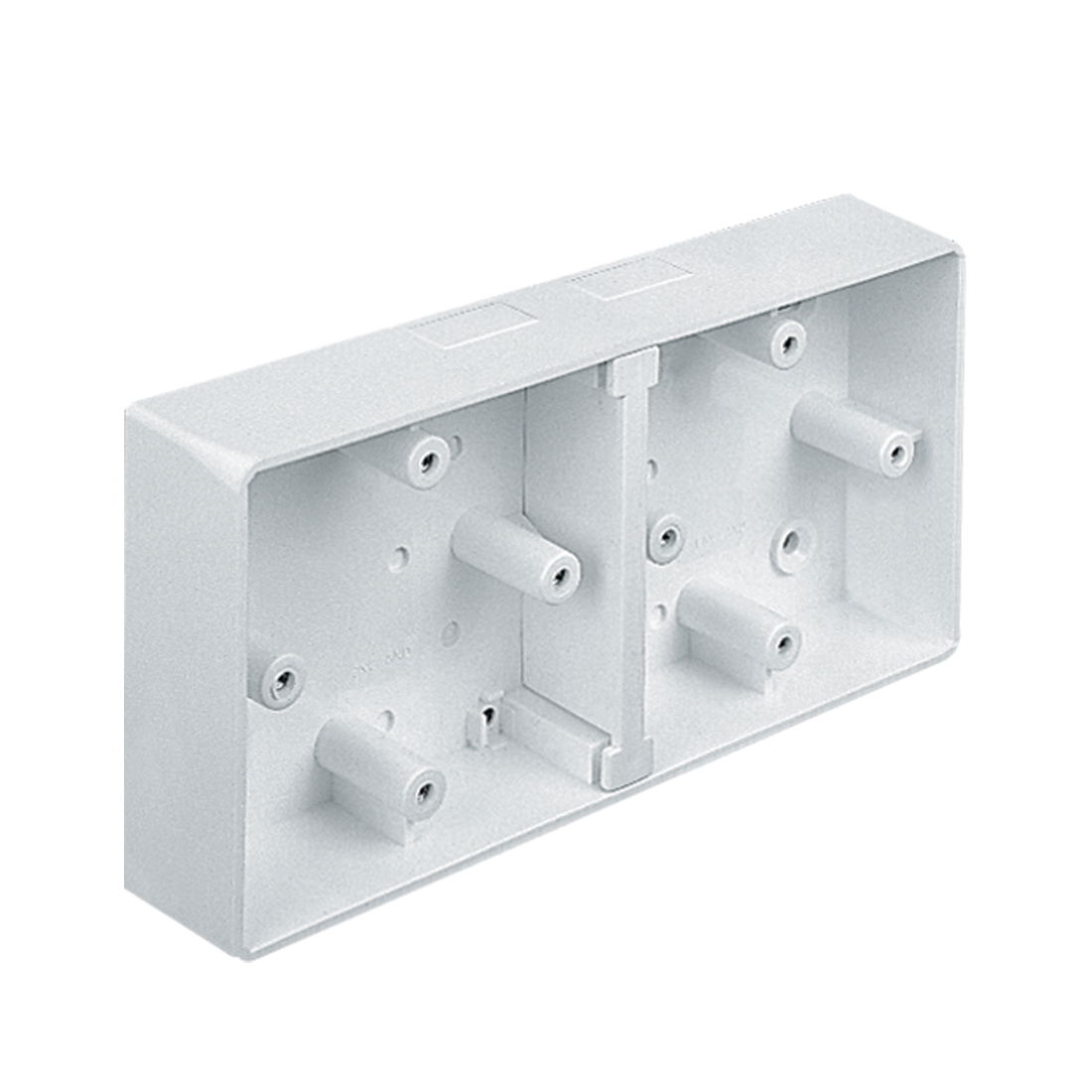 Marshall-Tufflex 2 x 1 Gang Mini Trunking Surface Accessory Box 32mm Deep Radius Corners White (Pack of 10)
