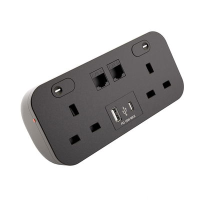 Marshall-Tufflex Icon Desktop Power Module 2 Gang 2xUSB 2xCat6 Black