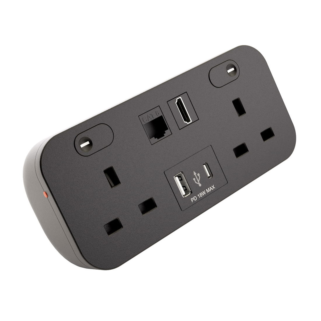 Marshall-Tufflex Icon Desktop Power Module 2 Gang 2xUSB 1xCat6 1xHDMI Black