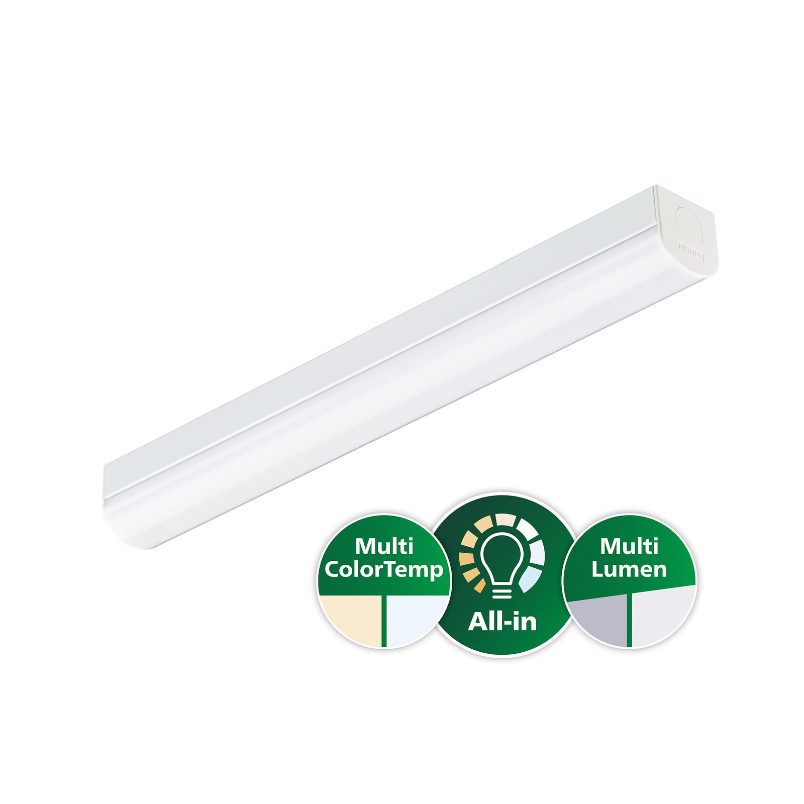 CoreLine Batten, BATTEN, 17 W, 10.8 W, L600, 1500 lm, 2400 lm, 3000 K, 4000 K, Opal, IP20/40