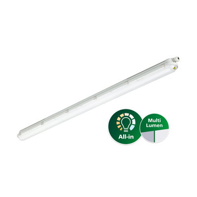 CoreLine Waterproof, All-in, 43 W, 25 W, L1500 mm, 3700 lm, 6000 lm, 4000 K, Symmetrical, Clear, IP65, IK08, TW1-ready