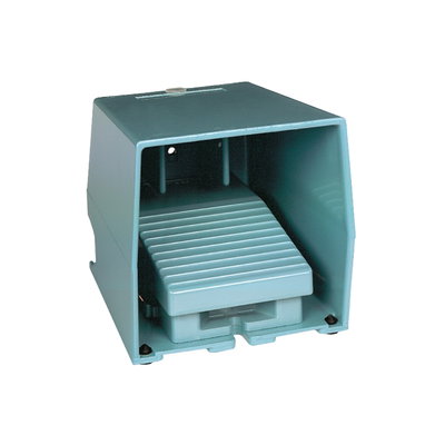 Single foot switch - IP66 - with cover - metallic - blue - 1 NC + 1 NO