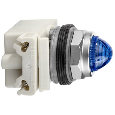 Piloto luminoso octogonal Ø 30, IP 66, azul, LED BA 9 s, 24 V, terminales