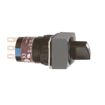 Square black selector switch Ø16-projecting handle 2 positions-2CO