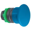 Mushroom push button head Ø40, plastic, blue, Ø22, spring return