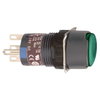 Illuminated monolithic push button, Harmony XB6E, round green pushbutton Ø 16 flush spring return 24 VDC polarised 1CO