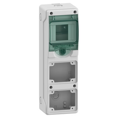 Kaedra-Minigehäuse, für Steckdosen, 98x310mm, 4 Module, 2 Öffnungen