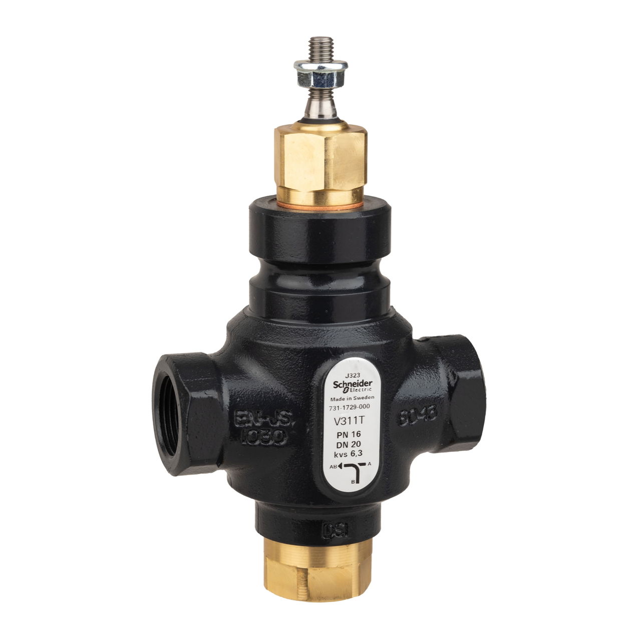 VB: 20 mm, 3W, Globe, Rp Int, BR, 6.3 kvs, Glycol 25-50% and Water, Venta, No Steam