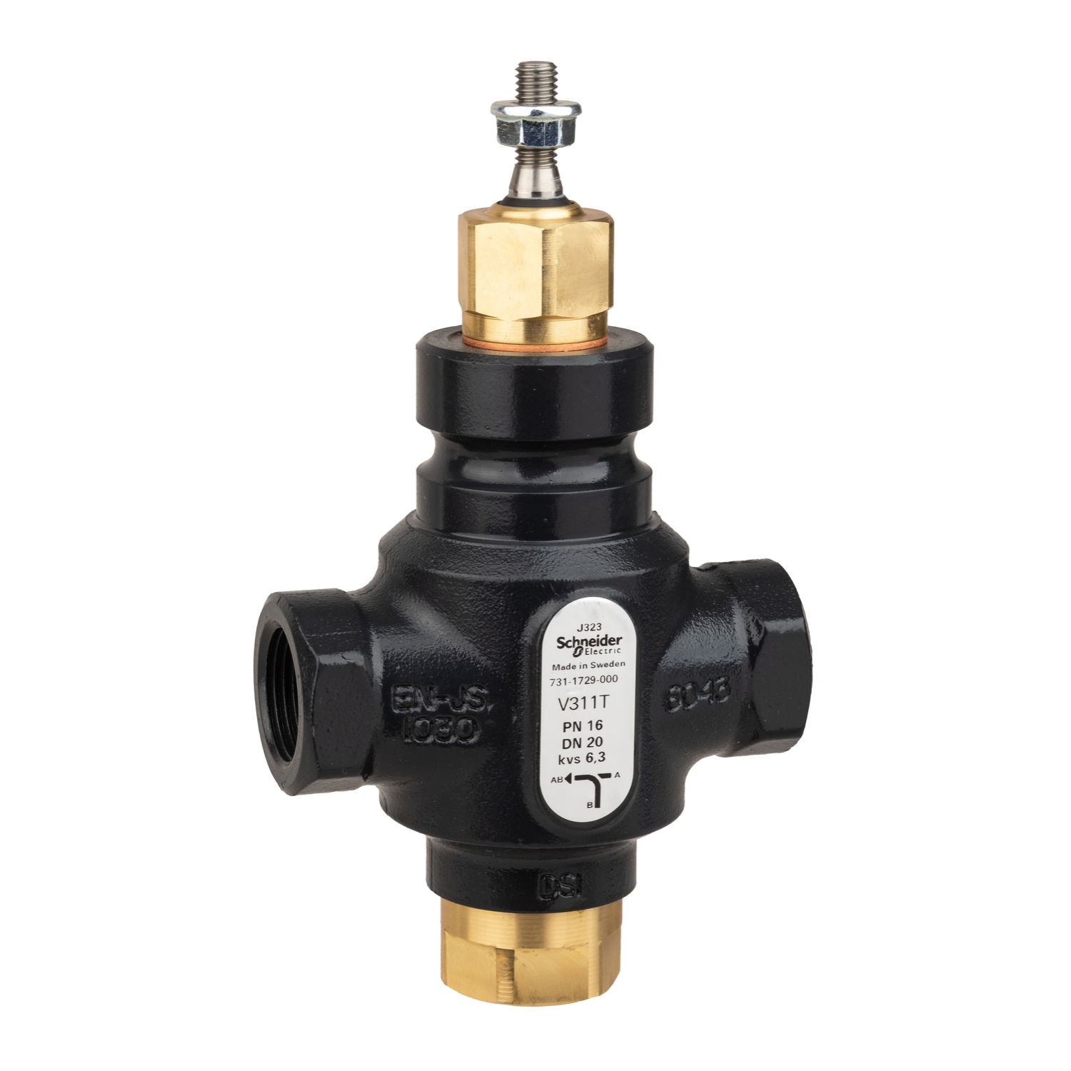 VB: 20 mm, 3W, Globe, Rp Int, BR, 6.3 kvs, Glycol 25-50% and Water, Venta, No Steam