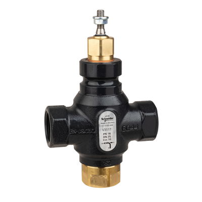 Venta V311T Globe Valve, 3-Way, PN16, Rp 1 Internal Thread, DN25, 10 Kvs, Nodular Iron, Brass plug, Max. Glycol 50%, Ste