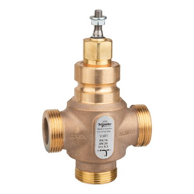 Venta V341 Globe Valve, 3-Way, PN16, G 1-1/4 External Thread, DN20, Kvs 6.3, Bronze Body, Stainless Steel Trim, Max. Gly