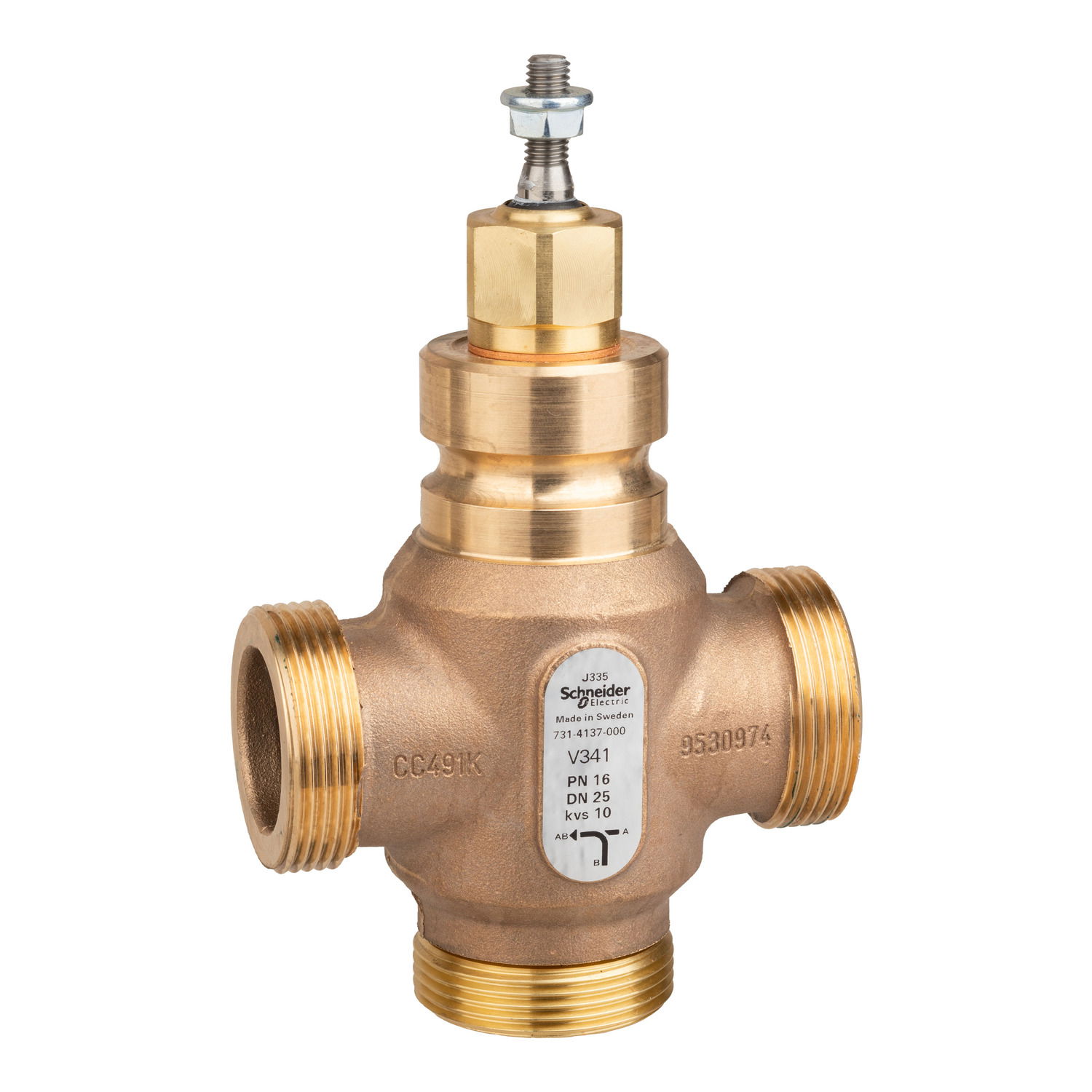 VB: 25 mm, 3W, Globe, G Ext, SS, 10 kvs, Glycol 25-50% and Water, Venta, No Steam