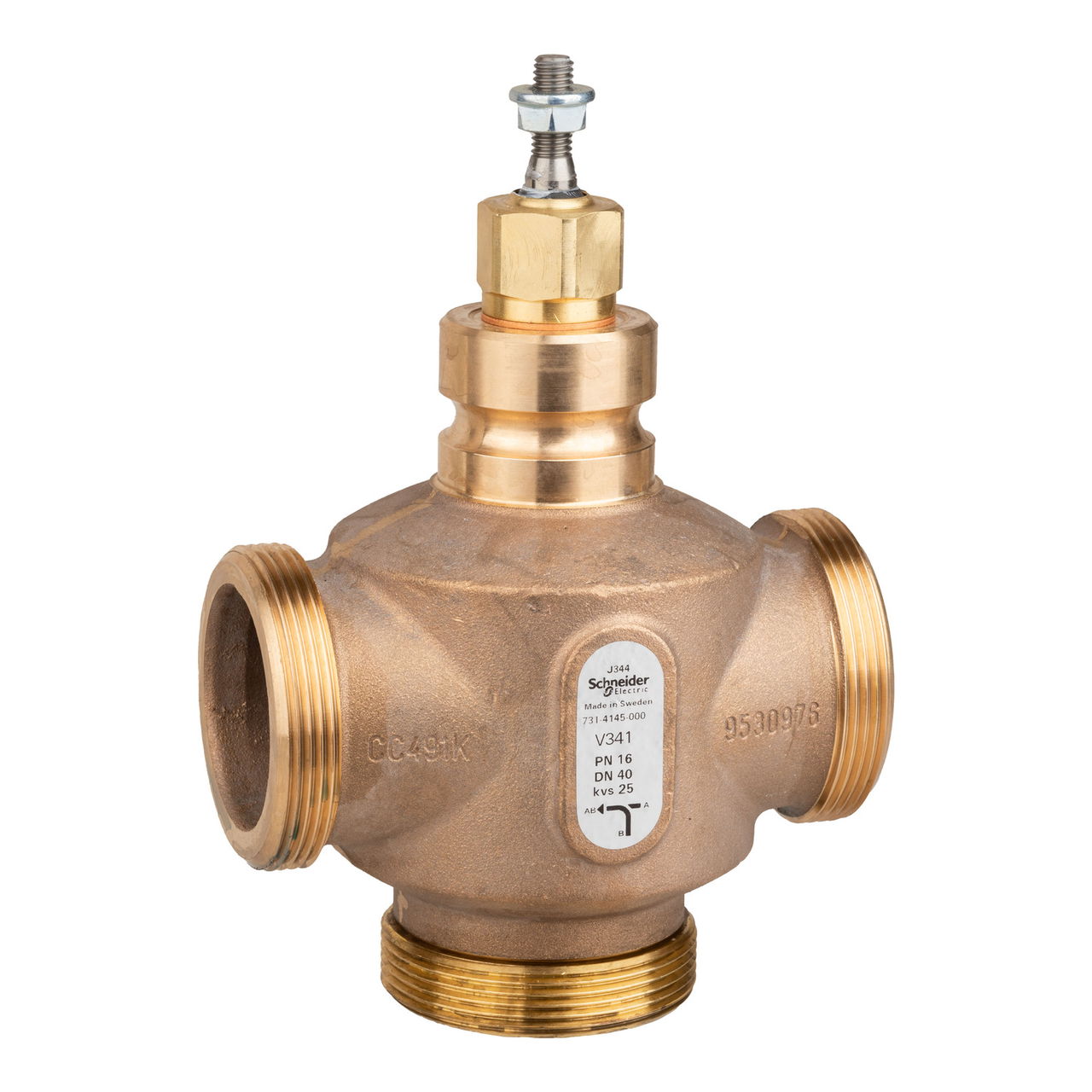 VB: 40 mm, 3W, Globe, G Ext, SS, 25 kvs, Glycol 25-50% and Water, Venta, No Steam