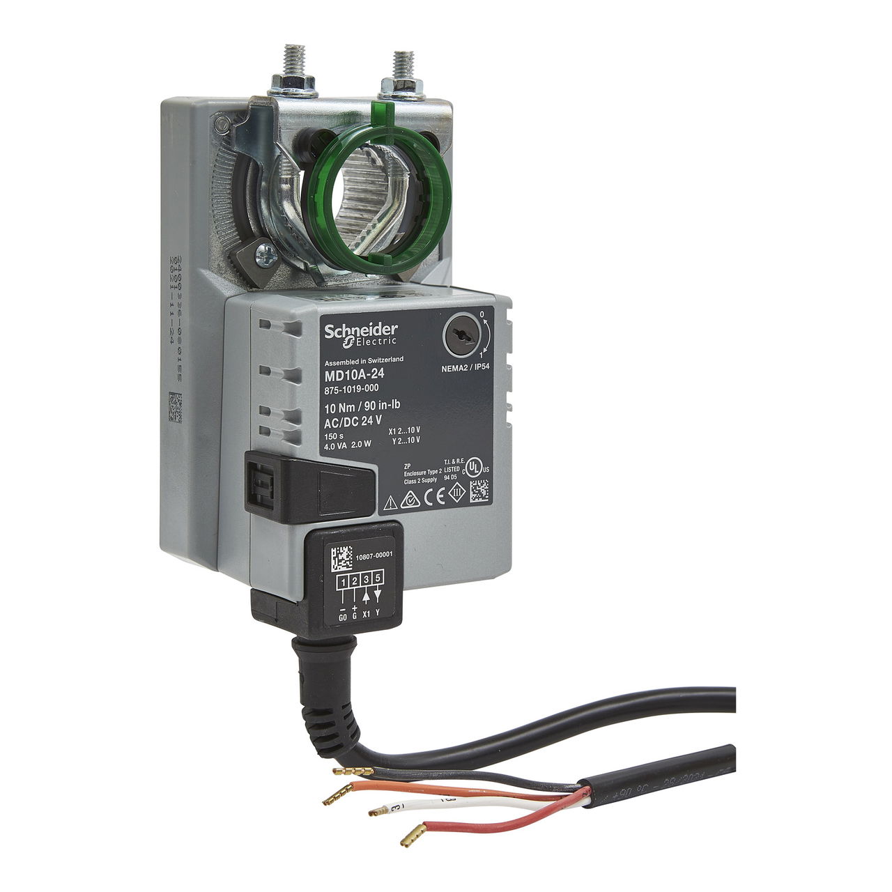 MD10A Electric Damper Actuator, Modulating, 2-10Vdc, Non-Spring Return, 24Vac/dc, 1m Cable, 10Nm, IP54