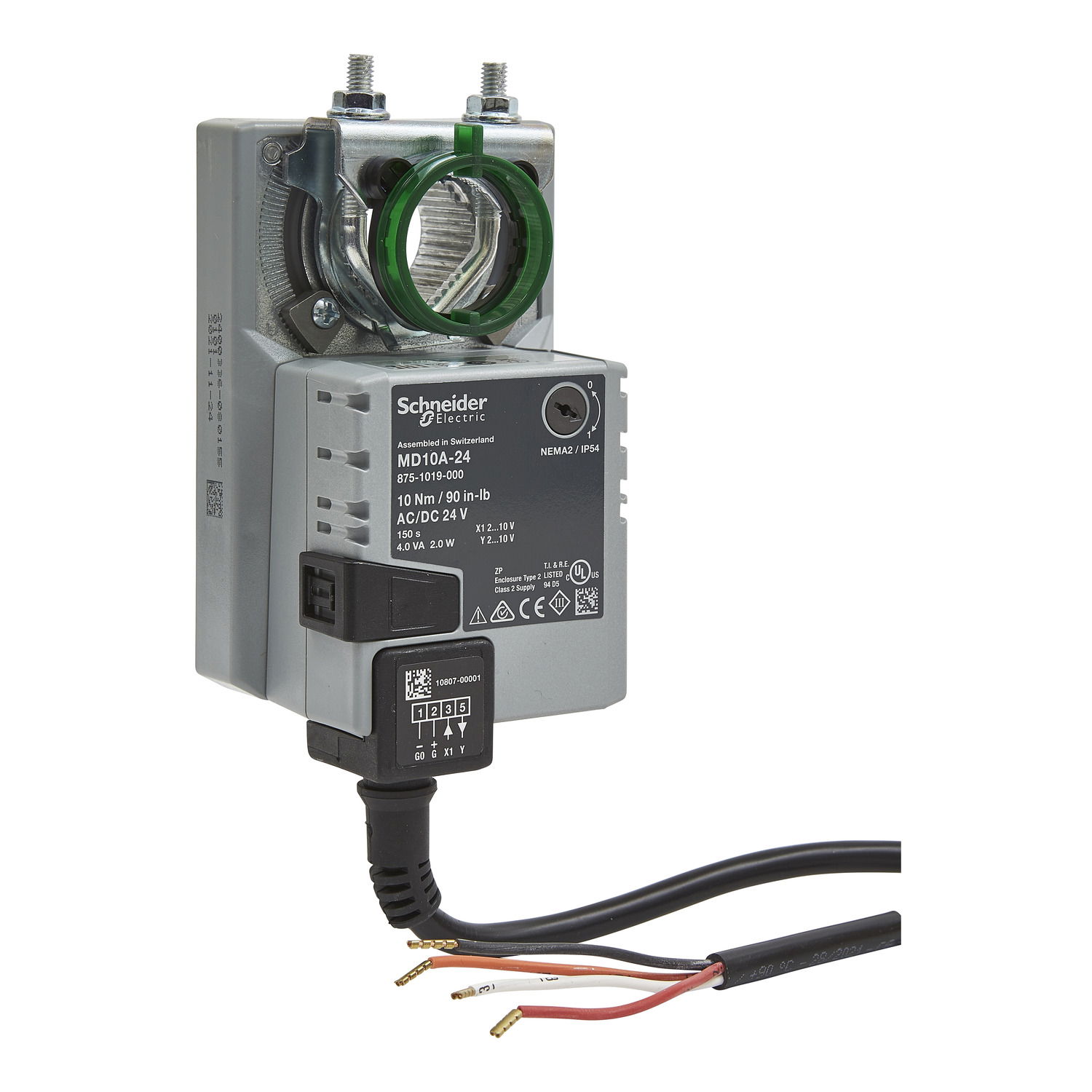 MD10A Electric Damper Actuator, Modulating, 2-10Vdc, Non-Spring Return, 24Vac/dc, 1m Cable, 10Nm, IP54