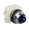 Luz piloto octogonal Ø 30, IP 66, azul, bombilla BA 9 s, 24 V, terminales