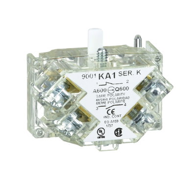 Hilfsschalterblock m. gesch. Klemmen, 9001K, 1W Standard, Silberlegierung