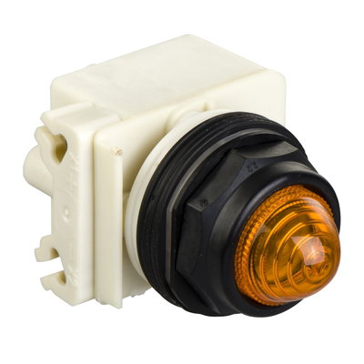 Luz de piloto octogonal Ø 30, IP 66, ámbar, LED BA 9 s, 24 V, terminales