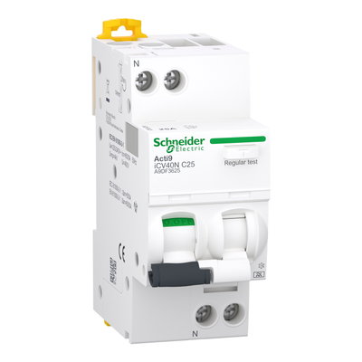 Residual current breaker with overcurrent protection (RCBO), Acti9 iCV40, 1P+N, 25 A, C Curve, 6000 A, 30 mA, A-SI type