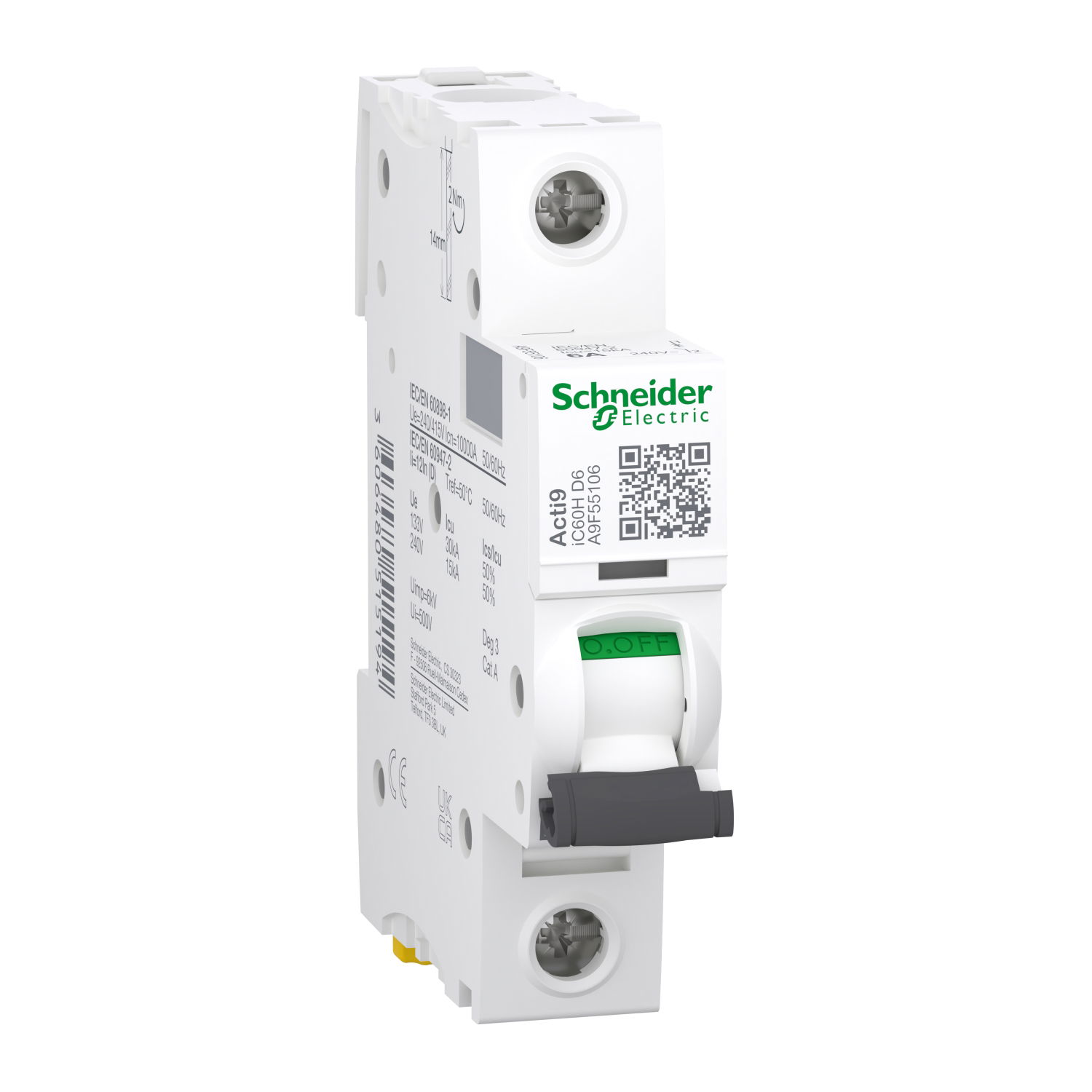 Acti9 iC60H 1P 6A D Miniature Circuit Breaker