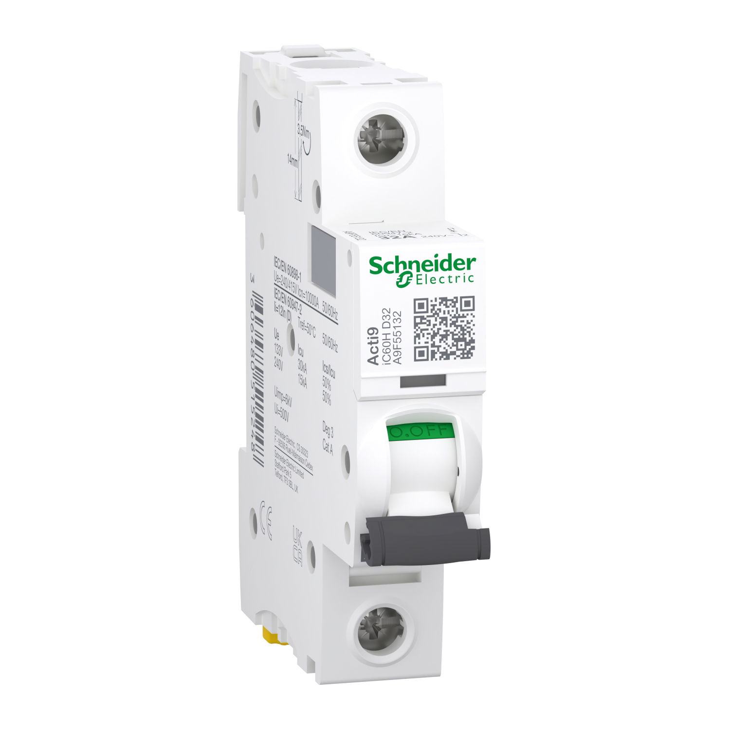 Acti9 iC60H 1P 32A D Miniature Circuit Breaker