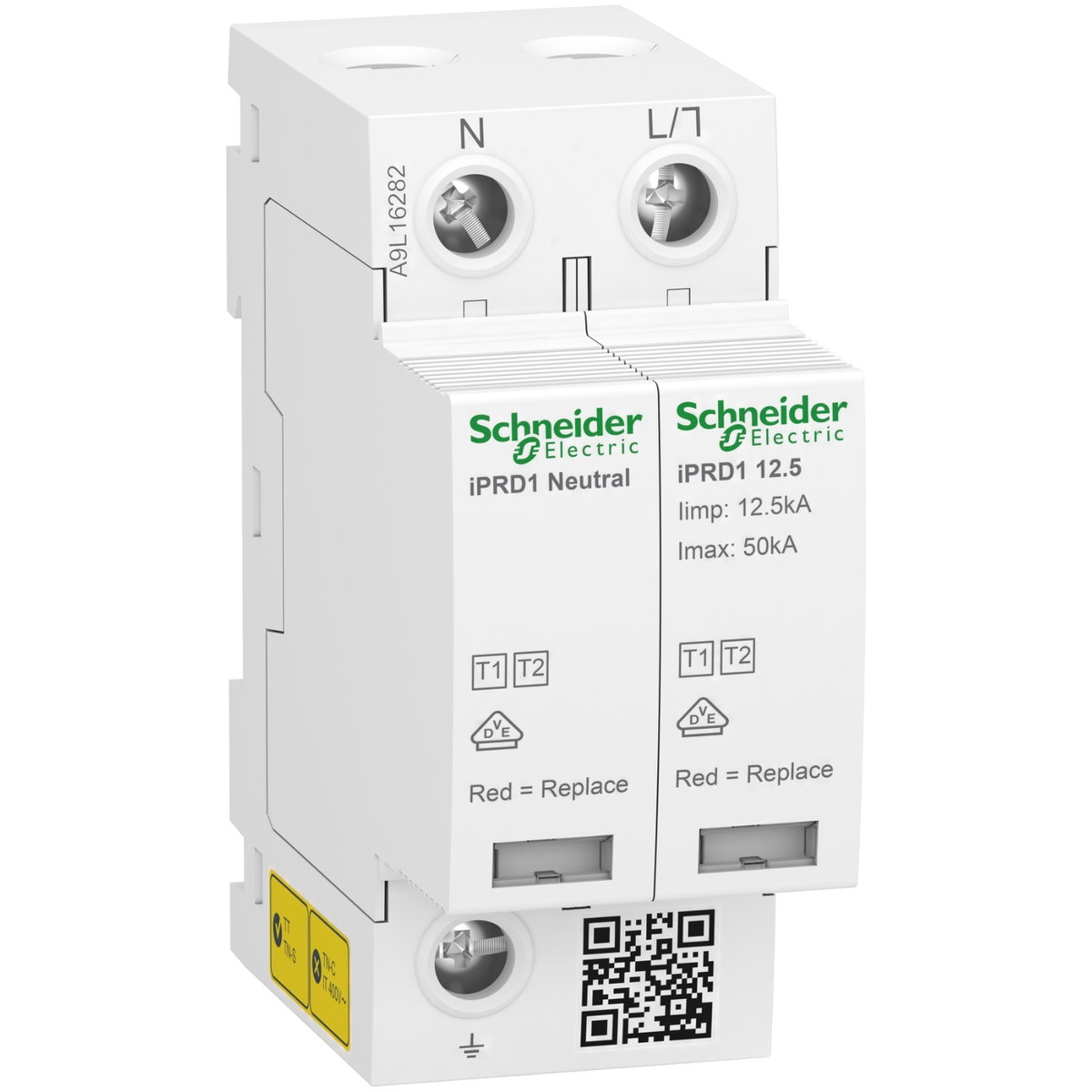 Modular surge arrester, Acti9 iPRD1 12.5r, 1 P + N, 350 V, with remote transfert