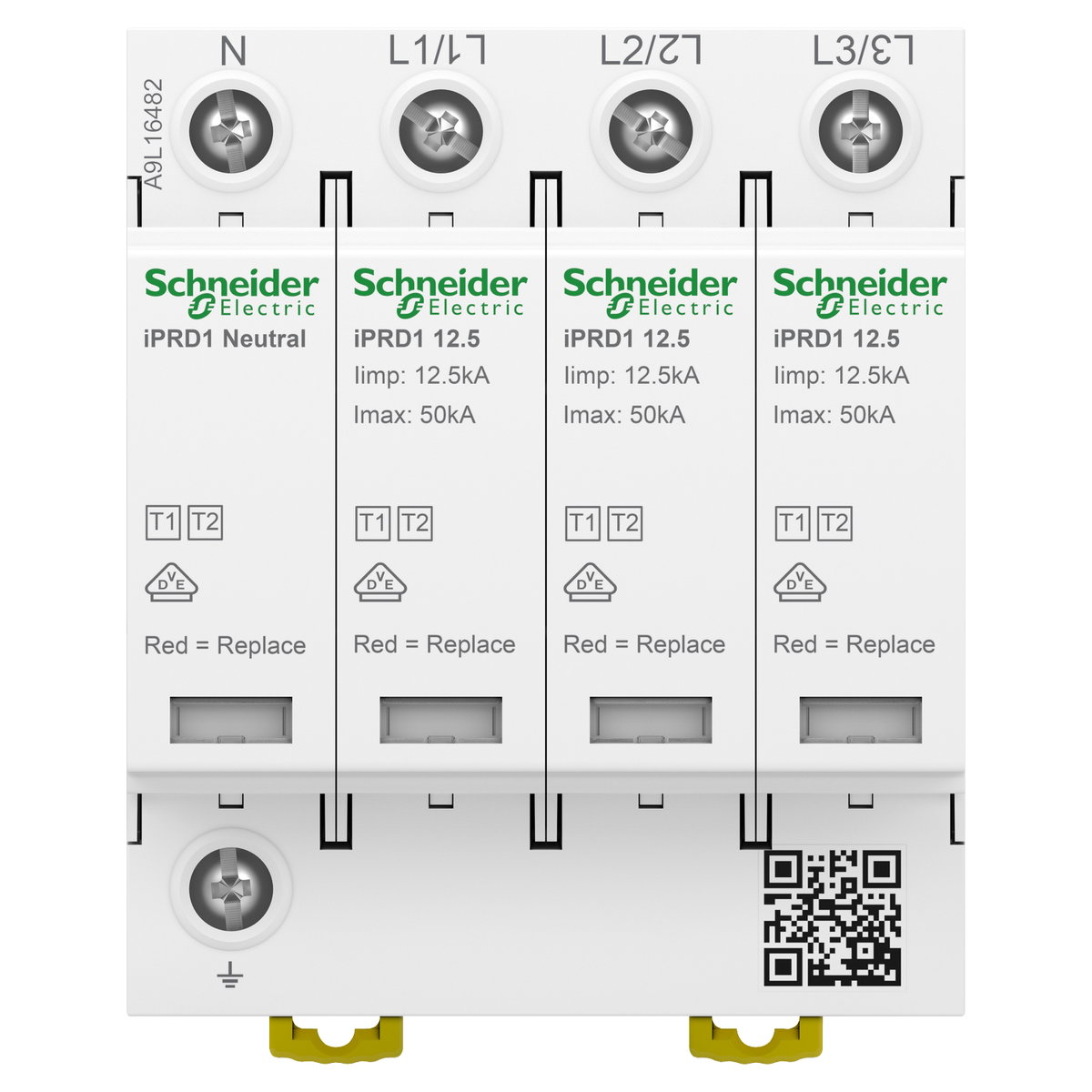 Modular surge arrester, Acti9 iPRD1 12.5, 3 P + N, 350 V, with remote transfert – Image 2 of 2