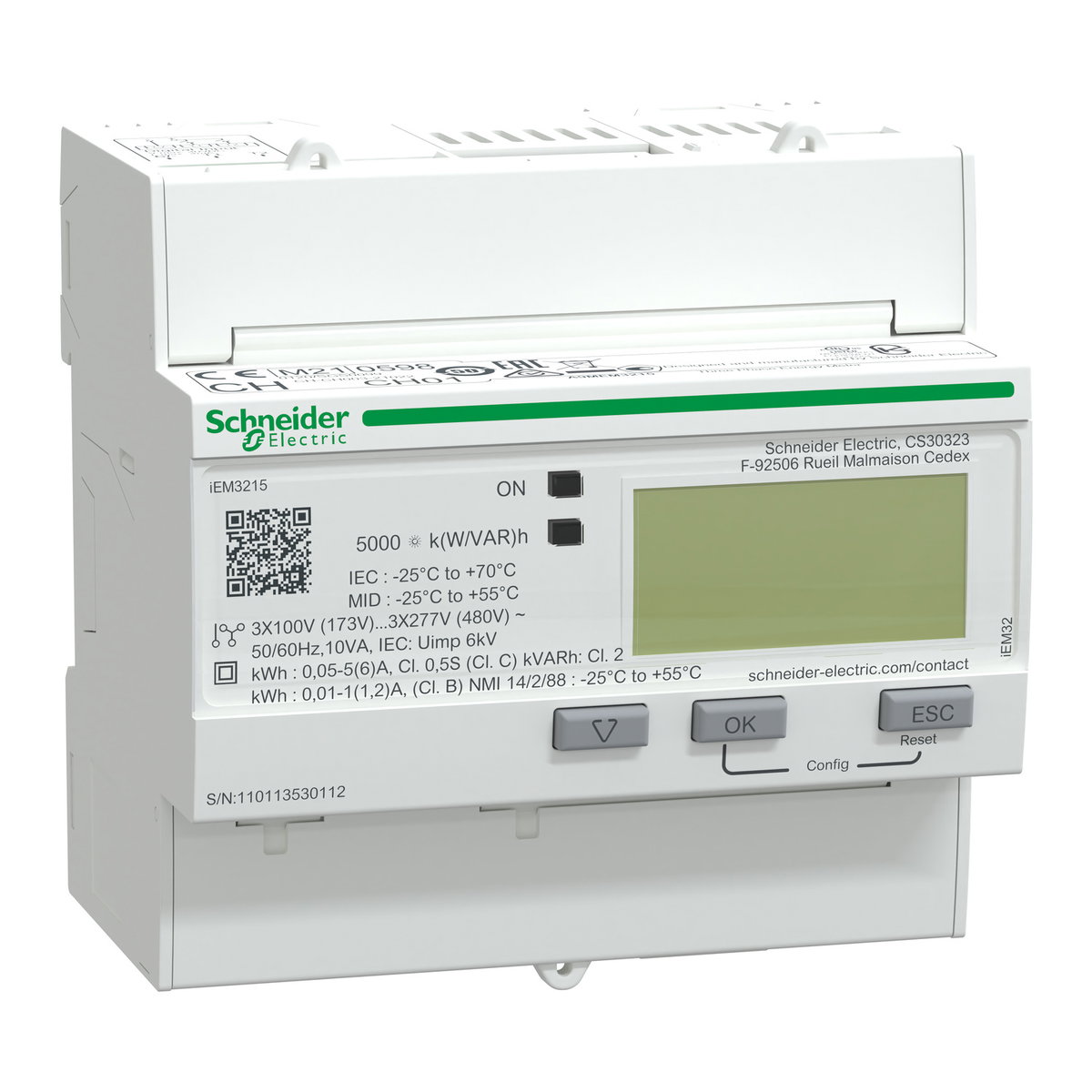 IEM3215 kWh. Medida con TIs externos, 4 tarifas, 2 ED, MID
