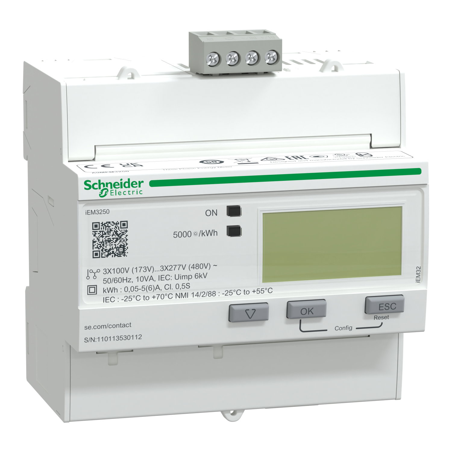 IEM3250 kWh. Medida con TIs externos, com. Modbus RS486