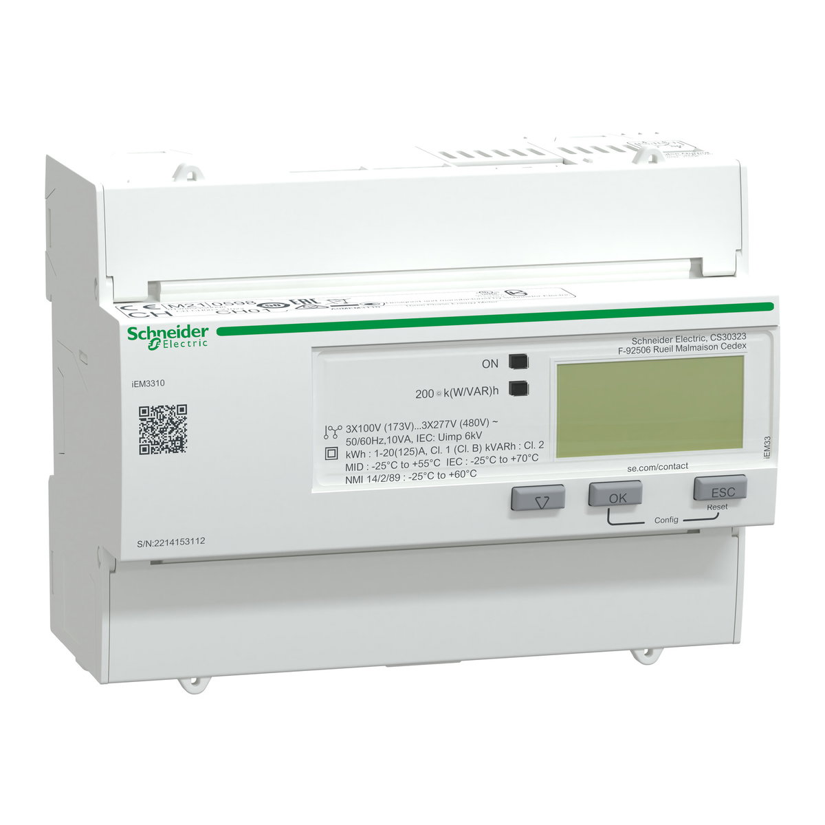 IEM3310 energy meter, 125A, 1 pulse O