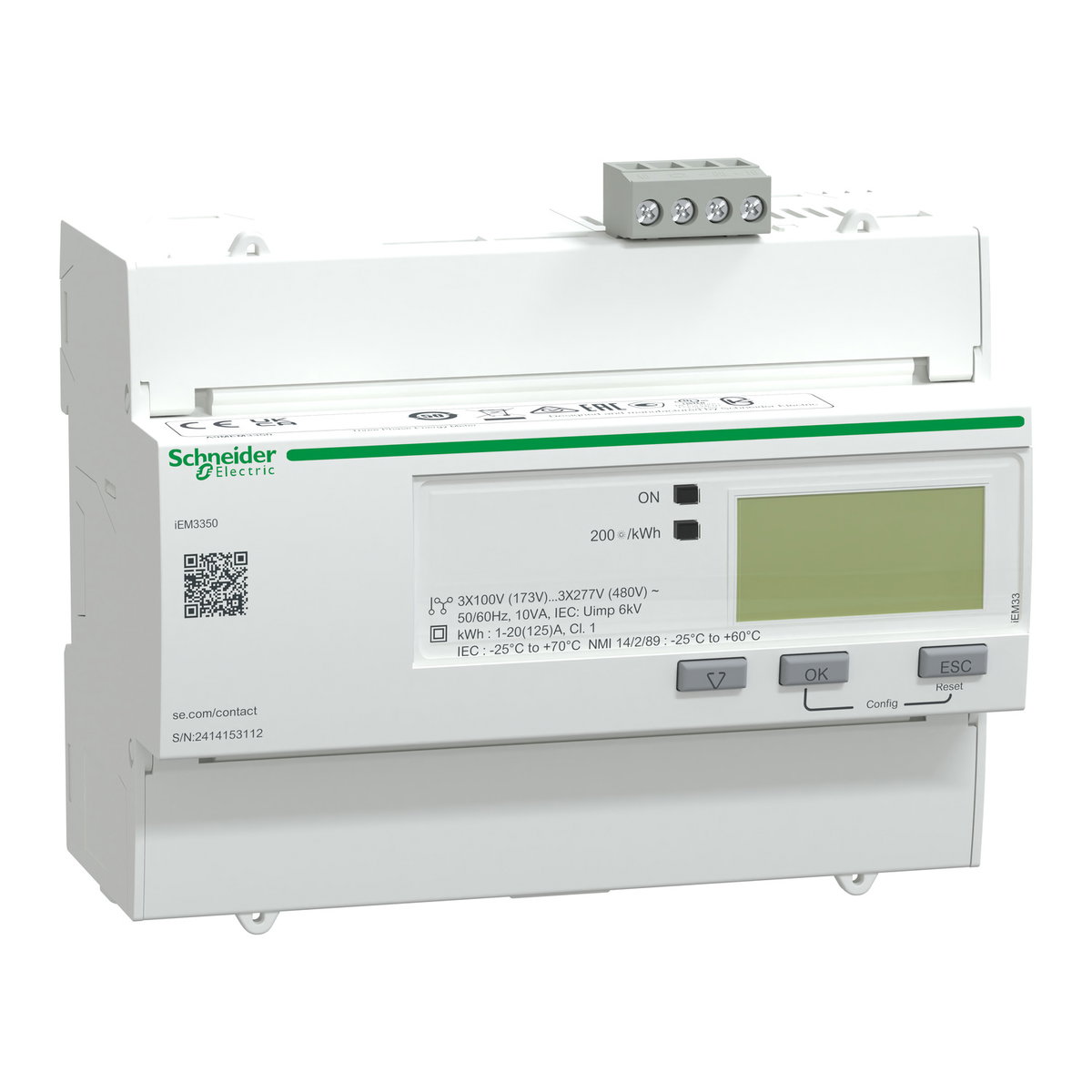 IEM3350 energy meter, 125A, Modbus