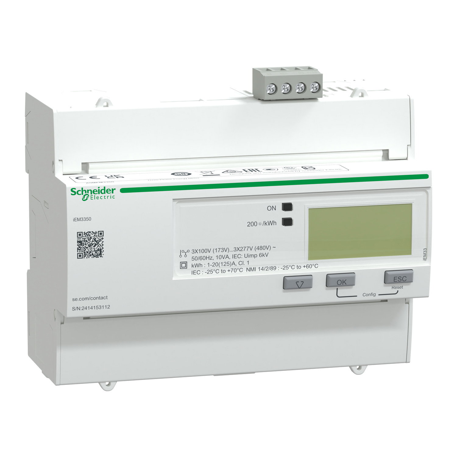 IEM3350 energy meter, 125A, Modbus