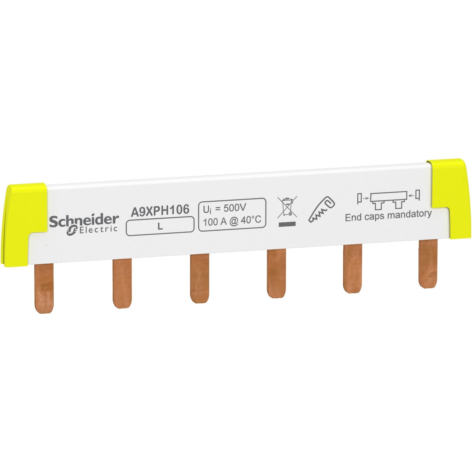 Acti9 - comb busbar - 1L - 18 mm pitch - 6 modules - 100A